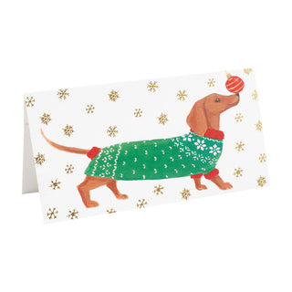 Christmas Dachshund Foil Money Card - 1 card with envelope