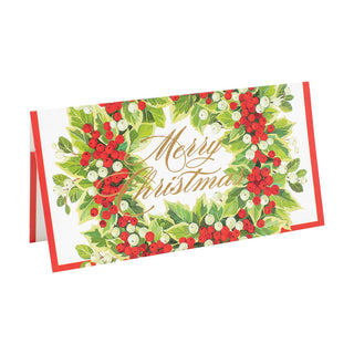 Holly And Berry Wreath Foil Money Card - 1 card with envelope