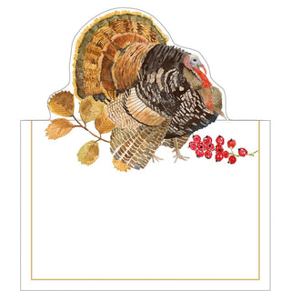 Woodland Turkey Foil Place Card 8 In Die-Cut Foil