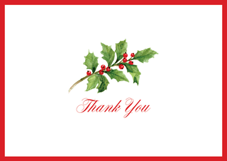 Holly Sprig Thank You Notes Boxed 8 In