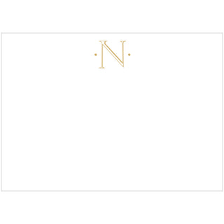 Caspari Antique Plain Letter N Foil Correspondence Cards - 12 Cards and Envelopes