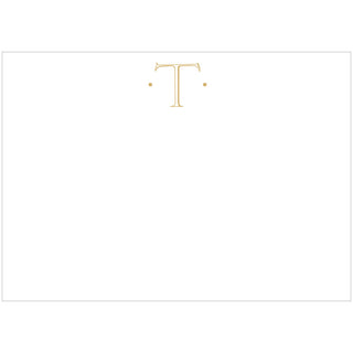 Caspari Antique Plain Letter T Foil Correspondence Cards - 12 Cards and Envelopes