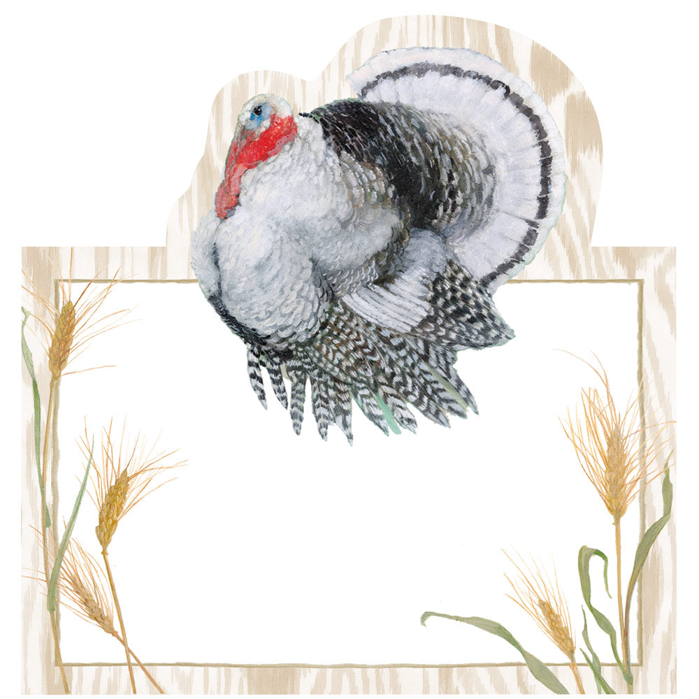 Homestead Turkey Taupe Die-Cut Place Cards - 8 Per Package