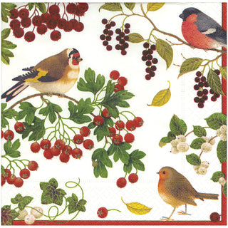 Winter Birds White Dinner Napkin - 20In