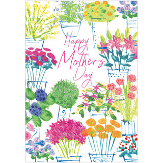 Flower Market Pots Mother's Day Greeting Card - 1 card with envelope