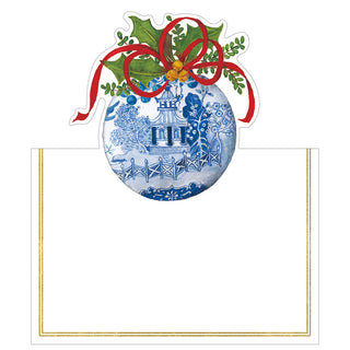 Blue And White Ornament Foil Place Card 8 In Die-Cut Foil