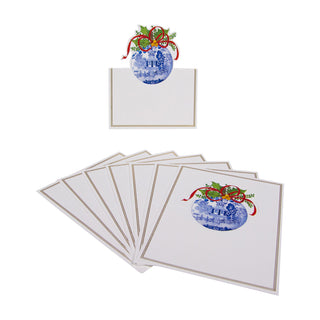 Blue And White Ornament Foil Place Card 8 In Die-Cut Foil
