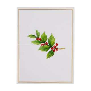 Holly Sprig Foil Place Card 8 In Die-Cut Foil