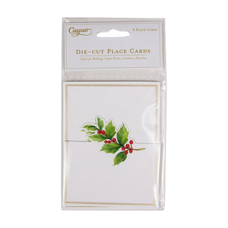Holly Sprig Foil Place Card 8 In Die-Cut Foil