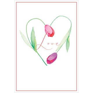 Tulip Heart Foil Valentine Foil Greeting Card - 1 card with envelope