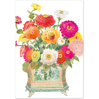 Zinnias In Cachepot Mother's Day Die Cut Greeting Card - 1 card with envelope