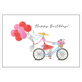Cycling With Balloons Birthday Greeting Card - 1 card with envelope