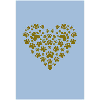 Paw Prints Heart Foil Pet Sympathy Greeting Card - 1 card with envelope