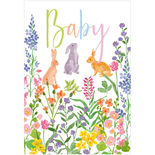 Baby Bunny Field Baby Greeting Card - 1 card with envelope