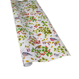 Winter Birds White Roll Wrap 30 Inch X 8Ft-2 Inch Core