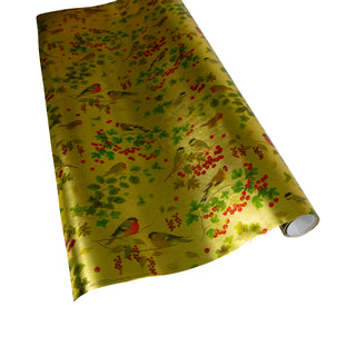 Winter Birds Gold Foil Embossed Roll Wrap 30 Inchx 6 Ft Foil-2 Core