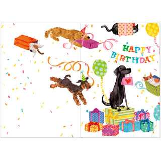Happy Birthday Pets Blank Greeting Card - 1 Card With Envelope