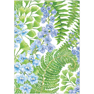 Delphiniums and Ferns Blank Greeting Card - 1 Card With Envelope