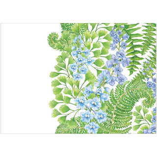Delphiniums and Ferns Blank Greeting Card - 1 Card With Envelope