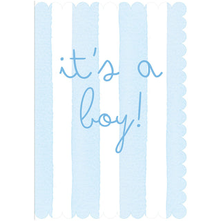 It's a Boy Stripe Blank Die Cut Greeting Card - 1 Card With Envelope