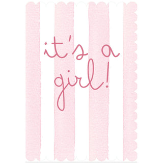 It's a Girl Stripe Blank Die Cut Greeting Card - 1 Card With Envelope