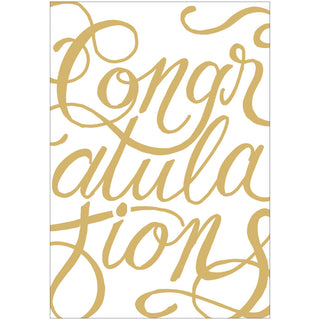 Congratulations Calligraphy Foil Blank Greeting Card - 1 Card With Envelope