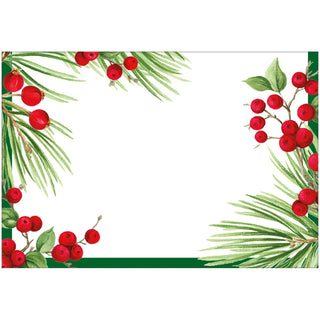 Evergreen & Berries White Place Cards - includes 8 Cards
