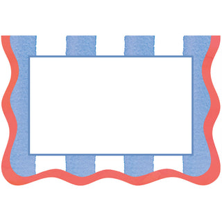 Cafe Stripe Scallop Blue/Red Die Cut Place Card - 8 per package