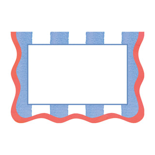 Cafe Stripe Scallop Blue/Red Die Cut Place Card - 8 per package
