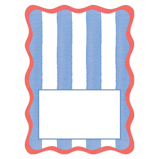 Cafe Stripe Scallop Blue/Red Die Cut Place Card - 8 per package