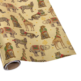 Wild Christmas Gold Foil Embossed Roll Wrap 30 Inchx 6 Ft Foil-2 Core