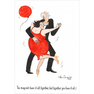 Dancing Couple Foil Blank Greeting Card - 1 card with envelope