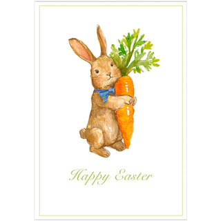 Bunny Hugging Carrot Blank Greeting Card - 1 card with envelope