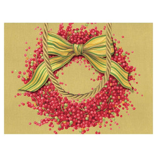 Berries And Bow Gold Gift Bag Sm 7 X 3 X 5 1/4