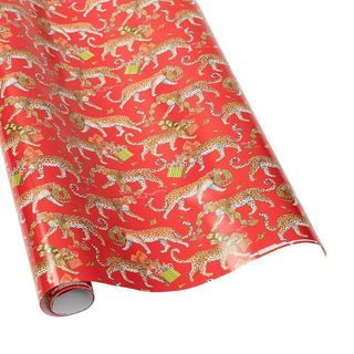 Christmas Leopards Red Roll Wrap 30 Inch X 8Ft-2 Inch Core