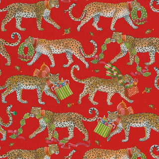 Christmas Leopards Red Roll Wrap 30 Inch X 8Ft-2 Inch Core