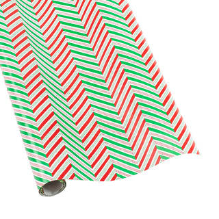 Candy Cane Stripes White Roll Wrap 30 Inch X 8Ft-2 Inch Core