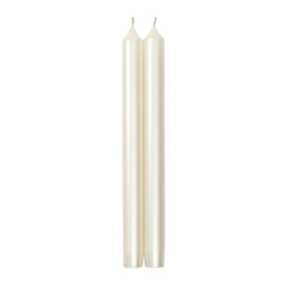 White Pearlescent Duet Candle Candle Crown Metallic Pairs 10 In