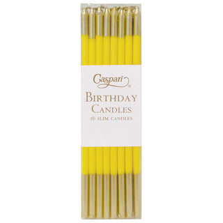 Birthday Slims-Soft Yellow/Gold Candle Birthday Slims 16-In