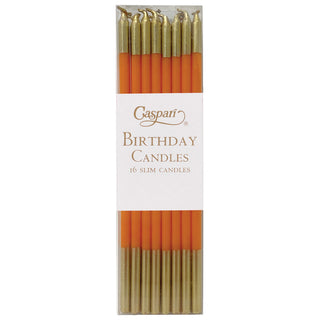 Birthday Slims-Bright Orange/Gold Candle Birthday Slims 16-In