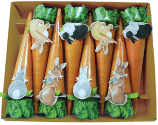 Bunnies and Carrots 10" Luxury Cone Crackers - 8 per box