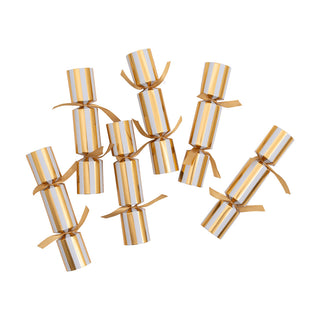 Gold/White Stripe 7-Inch Mini Party Crackers - box of 12