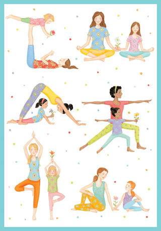 Yoga Mom And Daughter Mother's Day Greeting Card - 1 card with envelope