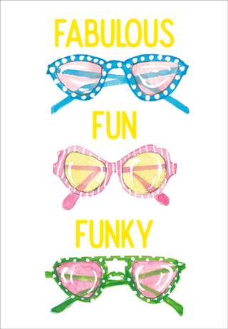 Fabulous Fun Funky Blank Greeting Card - 1 Card With Envelope