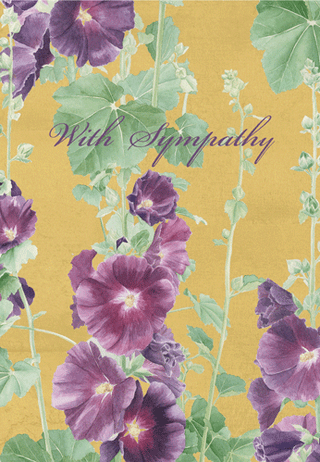 Hollyhocks Sympathy Greeting Card - 1 card with envelope