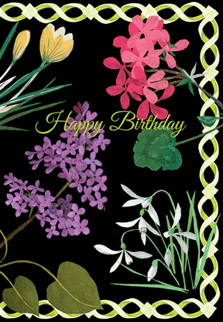 Flower Mosaic Birthday Greeting Card - 1 card with envelope