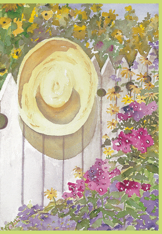Hat In A Garden Retirement Greeting Card - 1 card with envelope