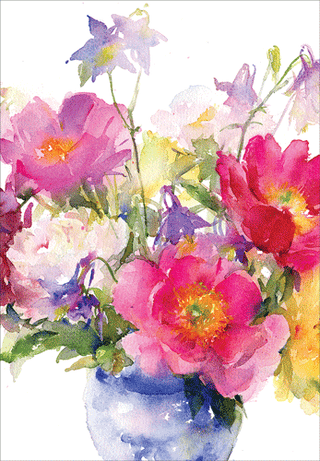Bouquet In Vase Mother's Day Greeting Card - 1 card with envelope