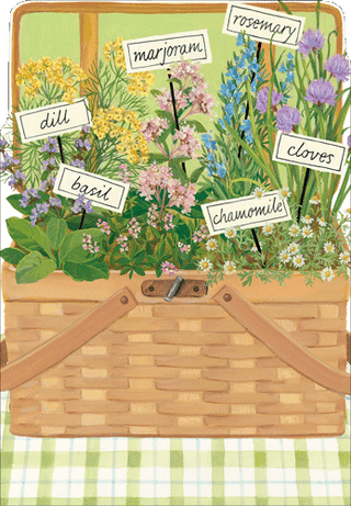 Herb Basket Mother's Day Die Cut Greeting Card - 1 card with envelope