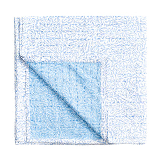 Block Print Leaves Blue Reversible Fabc Cotton Tblcvr-70.5 X 70.5 Inch